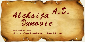 Aleksija Dunović vizit kartica
